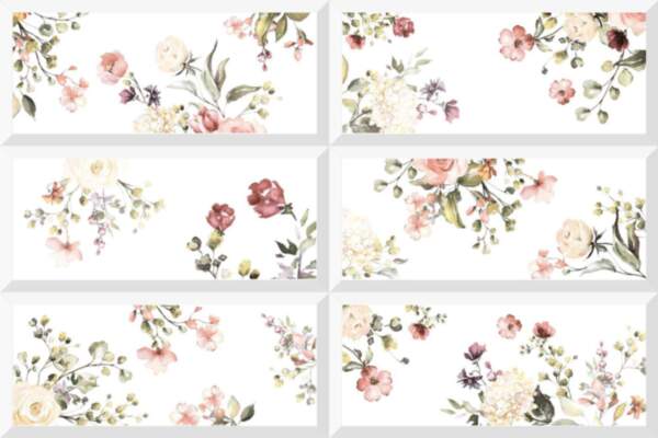 กระเบื้องบุผนัง 30X45 cm. ลายดอกไม้ DURAGRES แองเจลิคฟลอร่าไวท์ซาติน